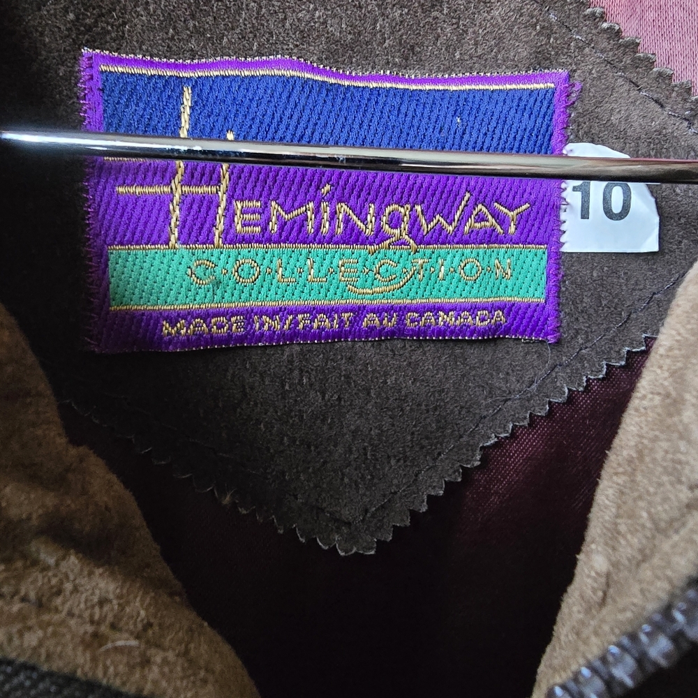 Vintage Hemingway Collection Suede Patchwork Bomber Jacket Womens Size 10 - Picture 7 of 13